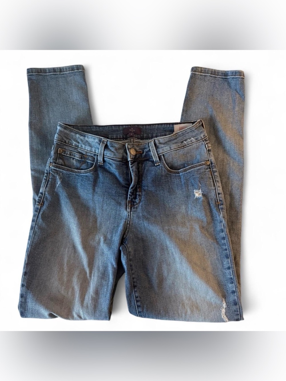 NYDJ (Not Your Daughter's Jeans) Marilyn Blue Distressed Skinny Jeans Size 2